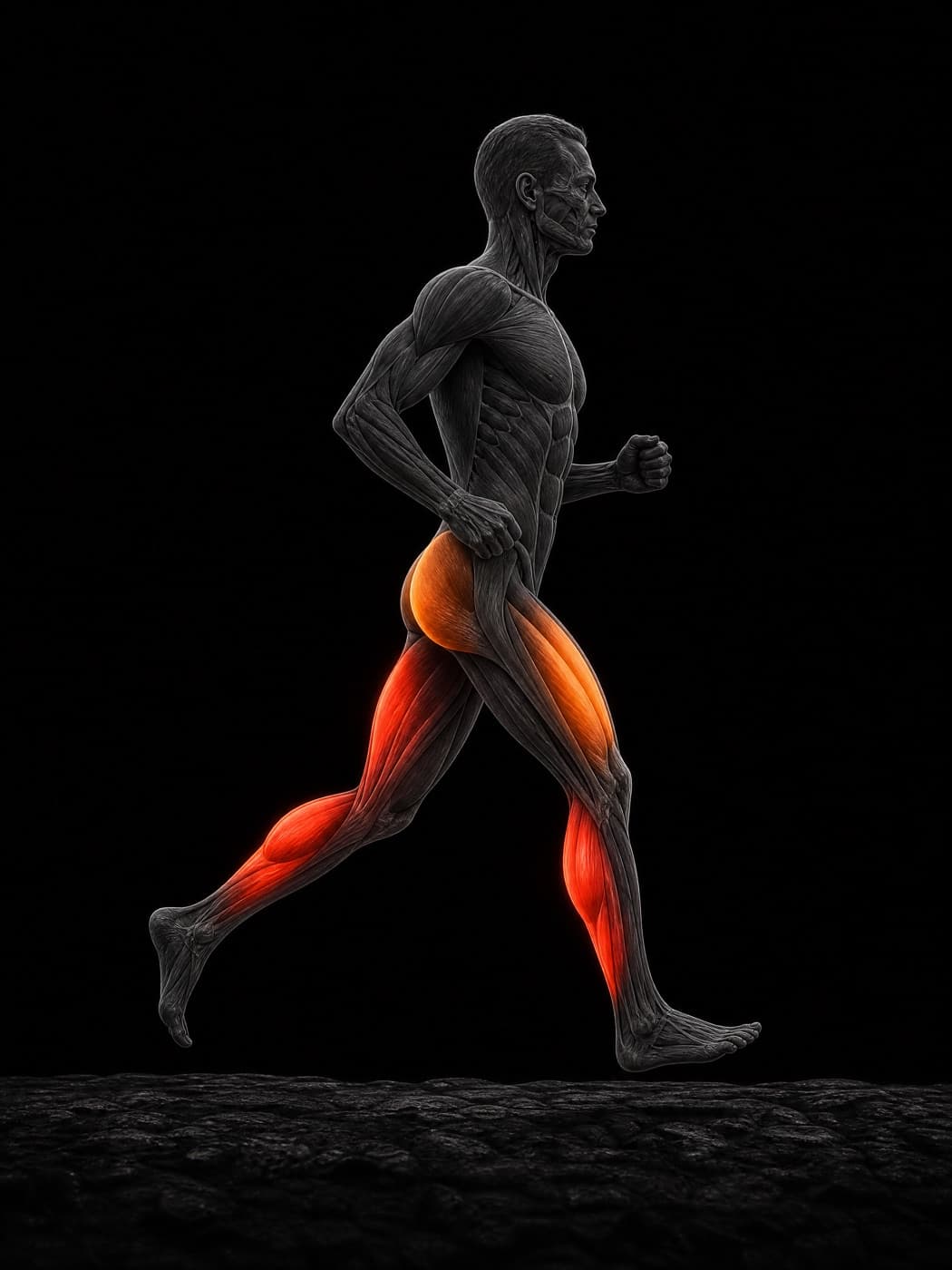 Muscle load while running on a flat