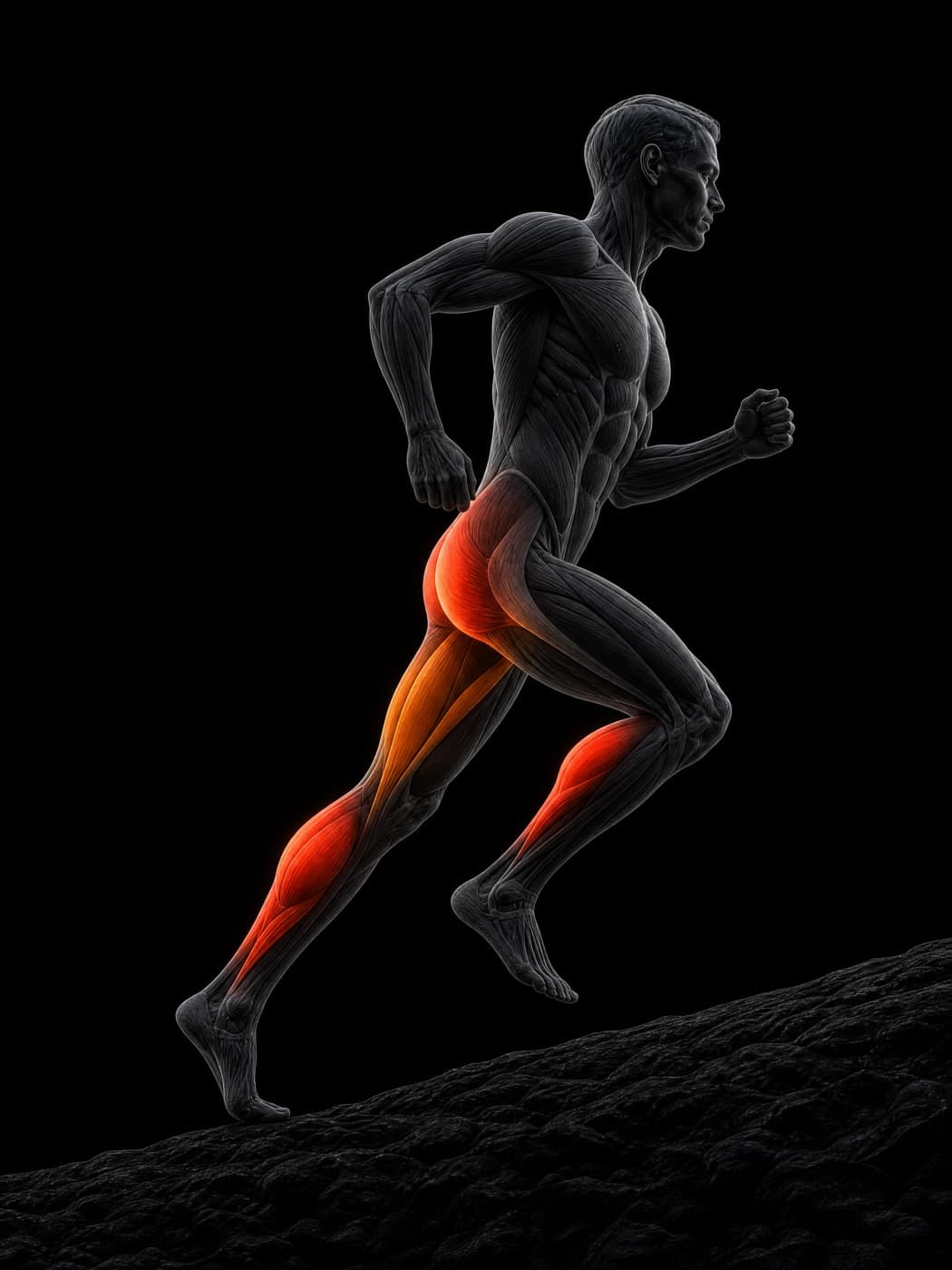 Muscle load while running on a gentle climb